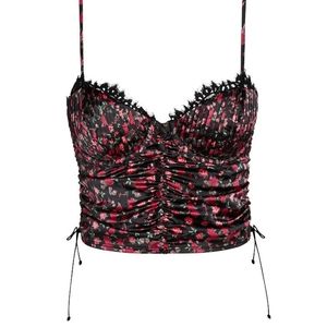 Black floral bustier top